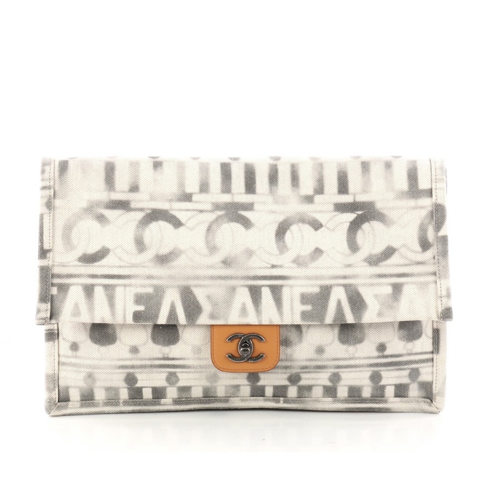 Chanel Iliad Clutch Bag Printed Toile Paris-Greece